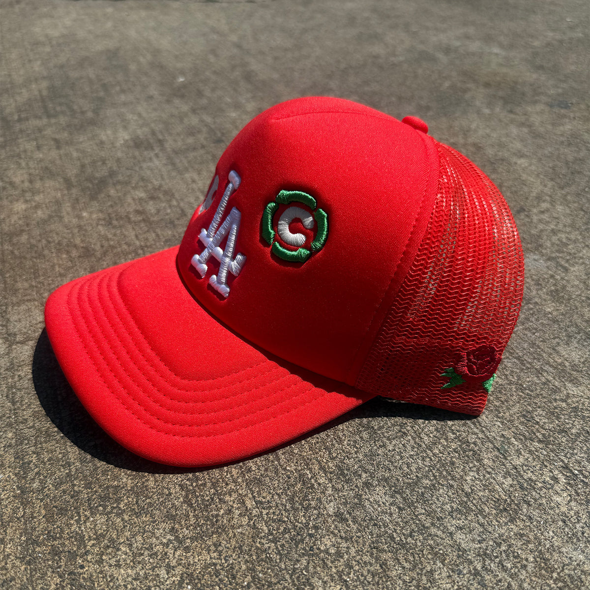 Rosie Prints LA Glow Trucker Hat Red