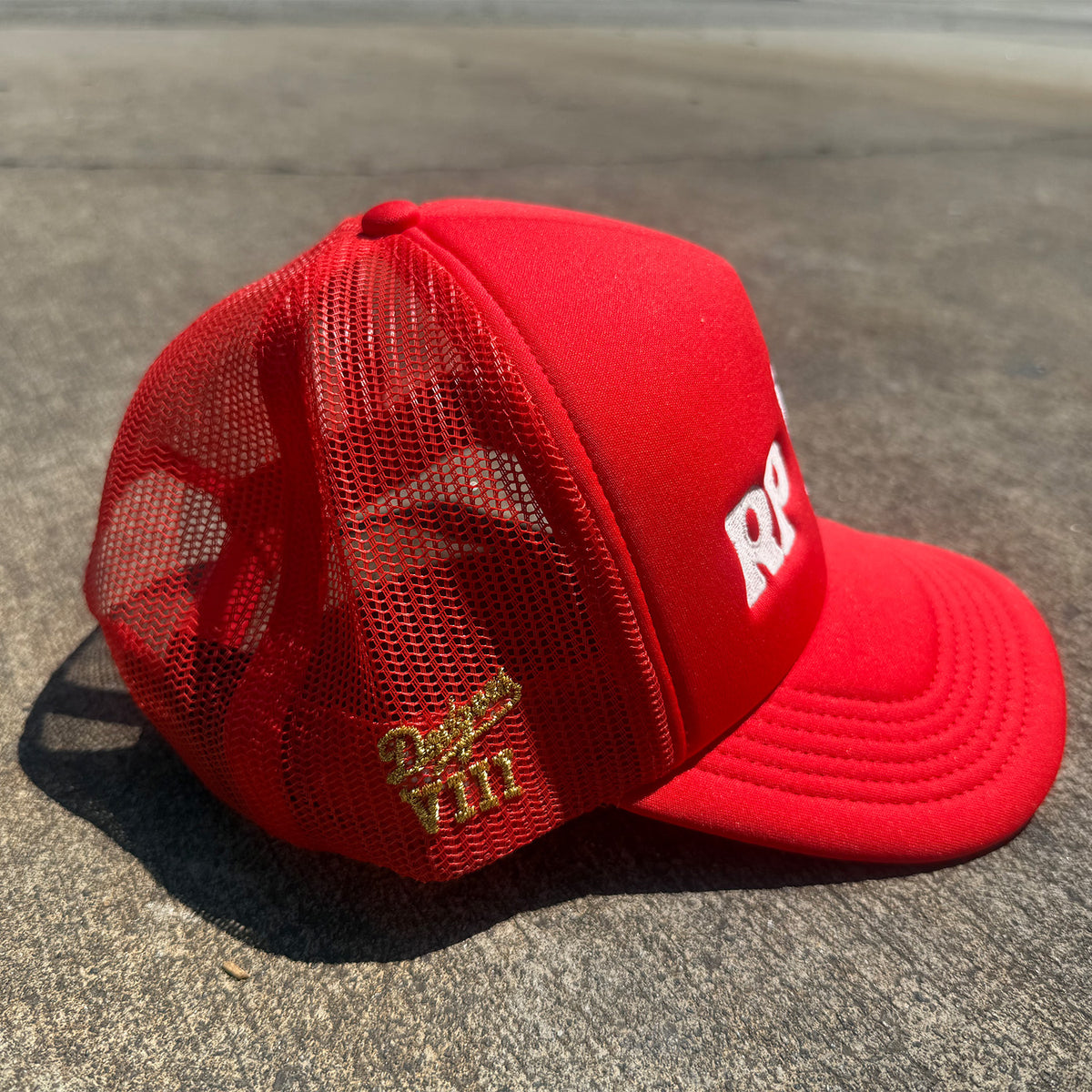 Rosie Prints LA Glow Trucker Hat Red